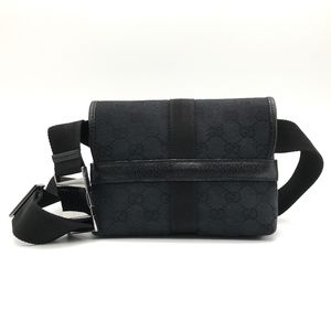 Gucci Bag GG Waist Mini Body Canvas Silver Black